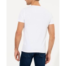 Bafaco Tekstil / Beyaz Relax Baskılı Basic T-Shirt Erkek / Kadın