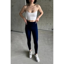 Yakamel Kadın Spor ve Günlük Toparlayıcı Sıkılaştırıcı Parlak Tayt
