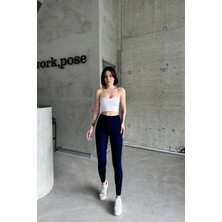 Yakamel Kadın Spor ve Günlük Toparlayıcı Sıkılaştırıcı Parlak Tayt