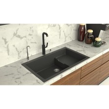 Evier Köşeli Granit Evye Voq Series Black (Siyah) 2 Yıl Granit 1