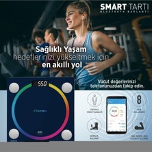 2 Yıl Lacivert PSC04 Tartı Connect Smart Akıllı Baskül Yağ Ölçer Bluetooth 2 Yıl Lacivert