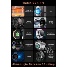 Siyah Watch Gs 4 Pro Akıllı Saat Iphone ve Android Tüm Telefonlara Uyumlu Nfc&arama Gümüş Smartwatc