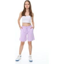 Toontoy Kız Çocuk Baskılı Şort Nefes Alabilir Kumaş Bel Lastikli Günlük Kullanım İçin