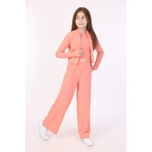 Toontoy Kız Çocuk Eşofman Takım Üç Parça Atlet Hırka ve Pantolon ile Şık ve Rahat