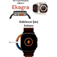 2 Yıl Watch 8 Ultra 45MM 1.99 Inç 2023 Tüm Telefonlarla Uyumlu Akıllı Saat Kordon Hediyeli Siyah It