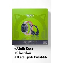 Ithalatçı Garantili Akıllı Saat Bluetooth Kulaklık Ikisi Bir Arada Watch 8 Kedili Kulaklık 5 Kordon