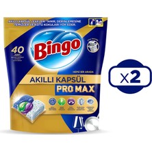 Bingo Akıllı Kapsül Pro Max Bulaşık Makinesi Tableti 40'lı x 2 Adet (80 Kapsül)