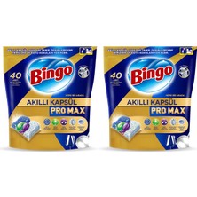 Bingo Akıllı Kapsül Pro Max Bulaşık Makinesi Tableti 40'lı x 2 Adet (80 Kapsül)