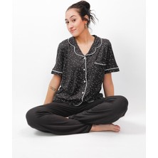 Cotonhause Nena Collection %100 Pamuk Düğmeli Kısa Kollu Pijama Takımı - Esnek ve 4 Mevsim 24621
