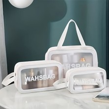 Wash Bag 3'lü Kozmetik Seti Beyaz