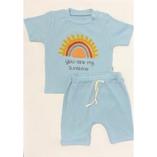 Mbk Garden Bebek Ikili Takım Gökkuşağı Baskılı Fitilli Şortlu Takım
