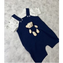 Mbk Garden Oyuncak Ayıcıklı 2li Salopet Seti Unisex Bayramlık Bebek Tulum 3-6-9 Ay