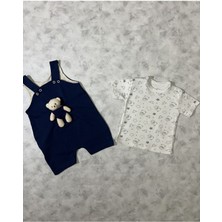 Mbk Garden Oyuncak Ayıcıklı 2li Salopet Seti Unisex Bayramlık Bebek Tulum 3-6-9 Ay
