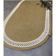 Jüt Hasır El Örgüsü Halı Kilim Yıkanabilir Çift Taraflı Oval