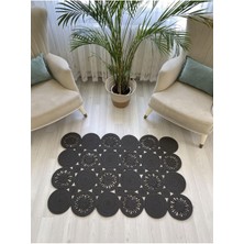 Jüt Hasır Görünümlü Desenli Modern El Örgüsü Dikdörtgen Halı Kilim