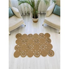 Jüt Hasır Görünümlü Desenli Modern El Örgüsü Dikdörtgen Halı Kilim