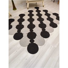 Jüt Hasır Görünümlü Desenli Modern El Örgüsü Dikdörtgen Halı Kilim