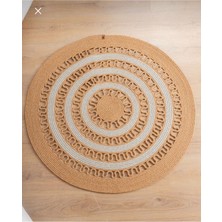 Jüt Hasır El Örgüsü Halı Kilim Yıkanabilir Çift Taraflı Yuvarlak