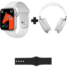 Yok Watch 8 Series Akıllı Saat + P9 Bluetoothlu Kulaküstü Kulaklık Ikili Paket Ekstra Kordon Hediye