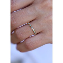 Yenigün Kuyumculuk 14 Ayar Altın Firuze Taş Detaylı Yıldız Dizisi Yüzük