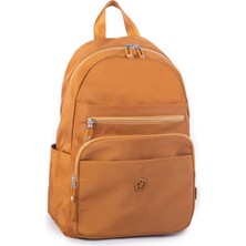 Nas Bag Unisex Büyük Boy Çok Gözlü Su Geçirmez Sırt Çantası Hardal