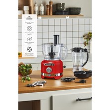 Karaca 220 - 240 V Multiblend Artisan Retro Mutfak Robotu Metalic Red Ithalatçı Garantili 800 - 1200 Watt
