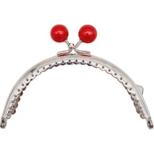 Angel Çanta Aksesuar 10.5 cm Gümüş Metal Bordo Toplu Oval Cüzdan Klipsi Çanta Bursu Model 2