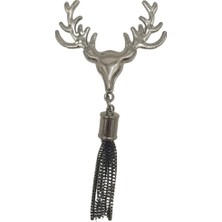 Angel Çanta Aksesuar Füme Renk Püsküllü Geyik Model Çanta Süsü