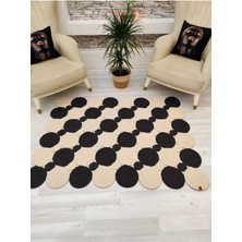 Jüt Hasır Görünümlü Desenli Modern El Örgüsü Dikdörtgen Halı Kilim