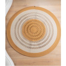 Hasır Jüt Halı El Örgüsü Halı Kilim Yıkanabilir Çift Taraflı Yuvarlak