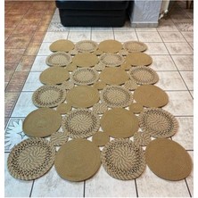 Jüt Hasır El Örgüsü Halı Kilim Yıkanabilir Çift Taraflı Oval