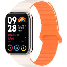 ZORE Xiaomi Mi Band 8 Pro Silikon Kordon KRD-105 Strap Kayış-Gri-Turuncu