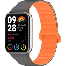 ZORE Xiaomi Mi Band 8 Pro Silikon Kordon KRD-105 Strap Kayış-Gri-Turuncu