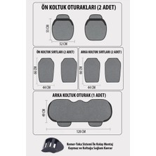 Naz Oto Araba Terletmez Ergonomik Koltuk Minderi (7 Parça) - 5 Koltuk Tam Set Siyah Sarı