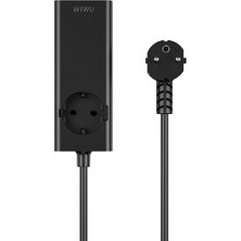 Wiwu Akım Korumalı Priz Wiwu WI-S004 Gan Tech Type-C ve USB Portlu Uzatma Kablolu Priz 100W 150CM Siyah