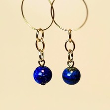 Ayre Style Lapis Lazuli Taşlı Sallantılı Halkalı Kadın Küpesi