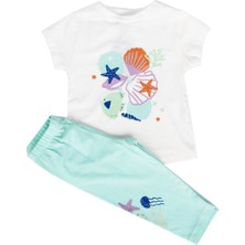 Bebegen Kız Çocuk Ekru Yeşil Deniz Yıldızı Baskılı 2'li Takım