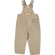 Bebegen Unısex Bej Ayıcık Cepli Salopet Tulum