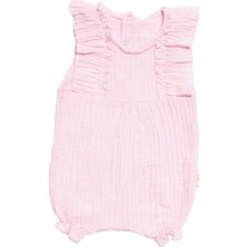 Bebegen Kız Bebek Pembe Müslin Fırfırlı Tulum