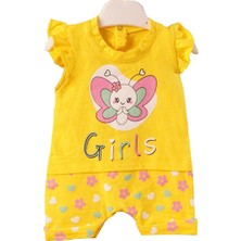 Bebegen Kız Bebek Sarı Kelebek Baskılı Tulum