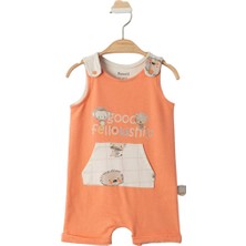 Bebegen Erkek Bebek Somon Maymunlu Desenli Cepli Salopet Tulum