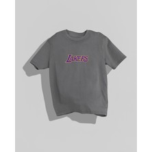 Nulivez Lakers Tasarımı Sırt Baskılı Yüksek Kalite Kompakt  Oversize T-Shirt