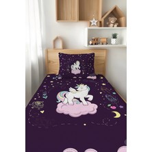 Talia Home Mor Unicorn Desenli Tek Kişilik Çocuk Pike Takımı Tlap-078