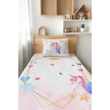 Talia Home Renkli Unicorn Desenli Tek Kişilik Çocuk Pike Takımı Tlap-081