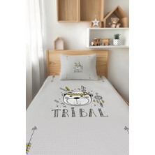 Talia Home Gri Tribal Desenli Tek Kişilik Çocuk Pike Takımı Tlap-043