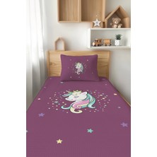 Talia Home Mor Unicornlu Desenli Tek Kişilik Çocuk Pike Takımı Tlap-082