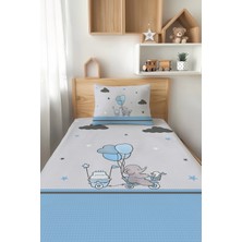 Talia Home Mavi Fil Desenli Tek Kişilik Çocuk Pike Takımı Tlap-098