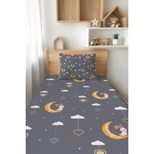 Talia Home Gri Ay Ve Bulut Desenli Tek Kişilik Çocuk Pike Takımı Tlap-070