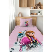 Talia Home Pembe Frozen Anna Desenli Tek Kişilik Çocuk Pike Takımı Tlap-004