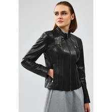 Derimod Linda Kadın Siyah Kısa Deri Ceket 24WGD5200U4